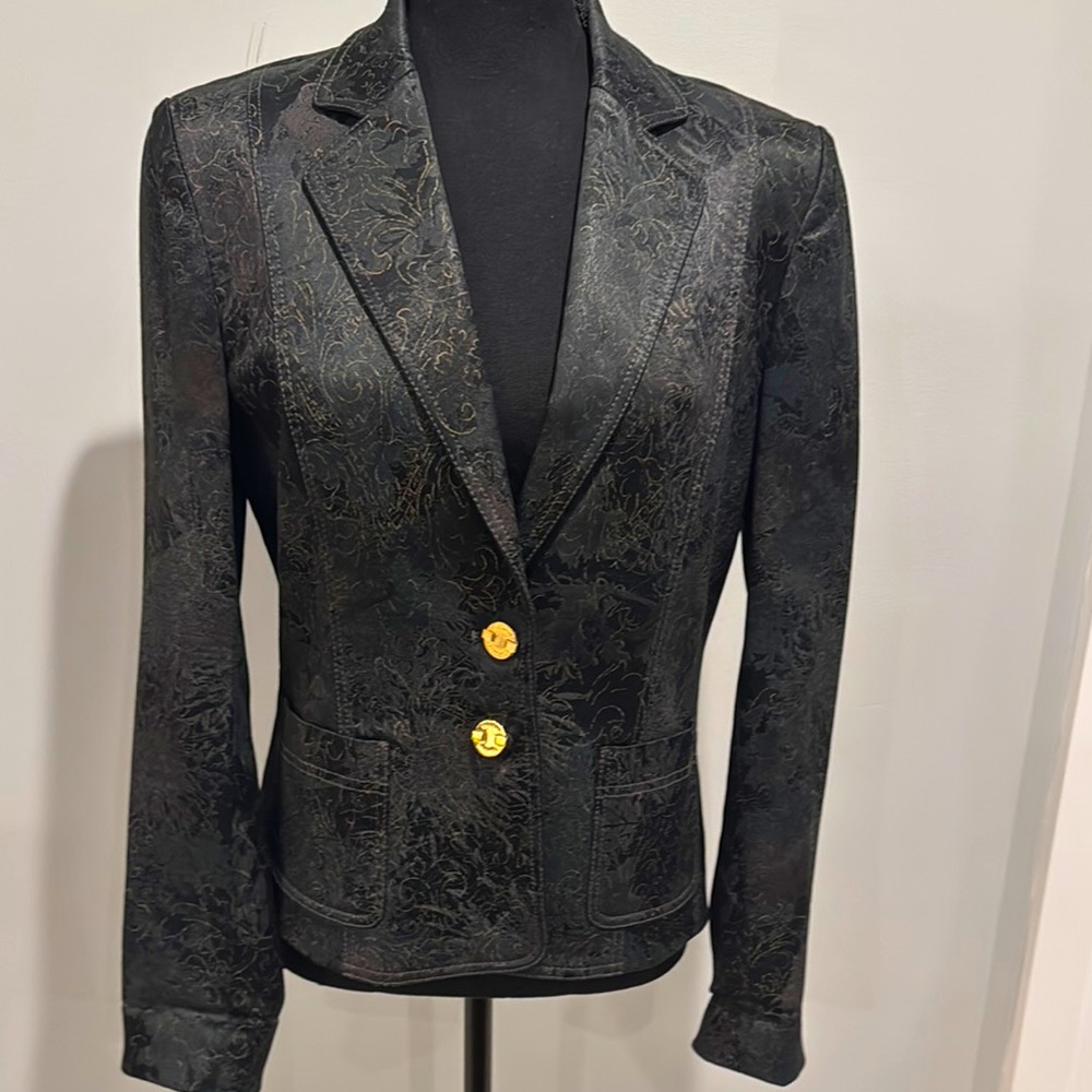 Elegant Black Blazer with Gold Accents